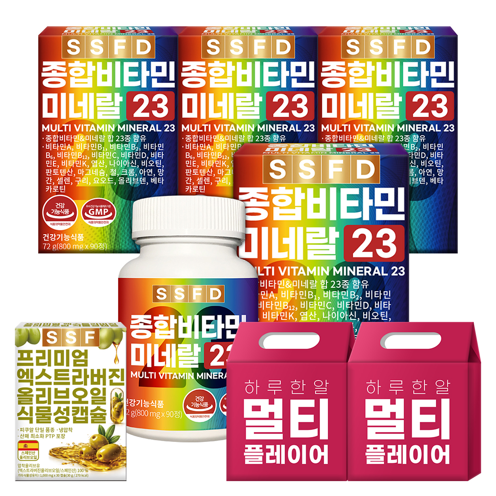 멀티 종합비타민 2+2박스(총 360정) 12개월분 미네랄23 판토텐산 비타민B12 비오틴 순수식품