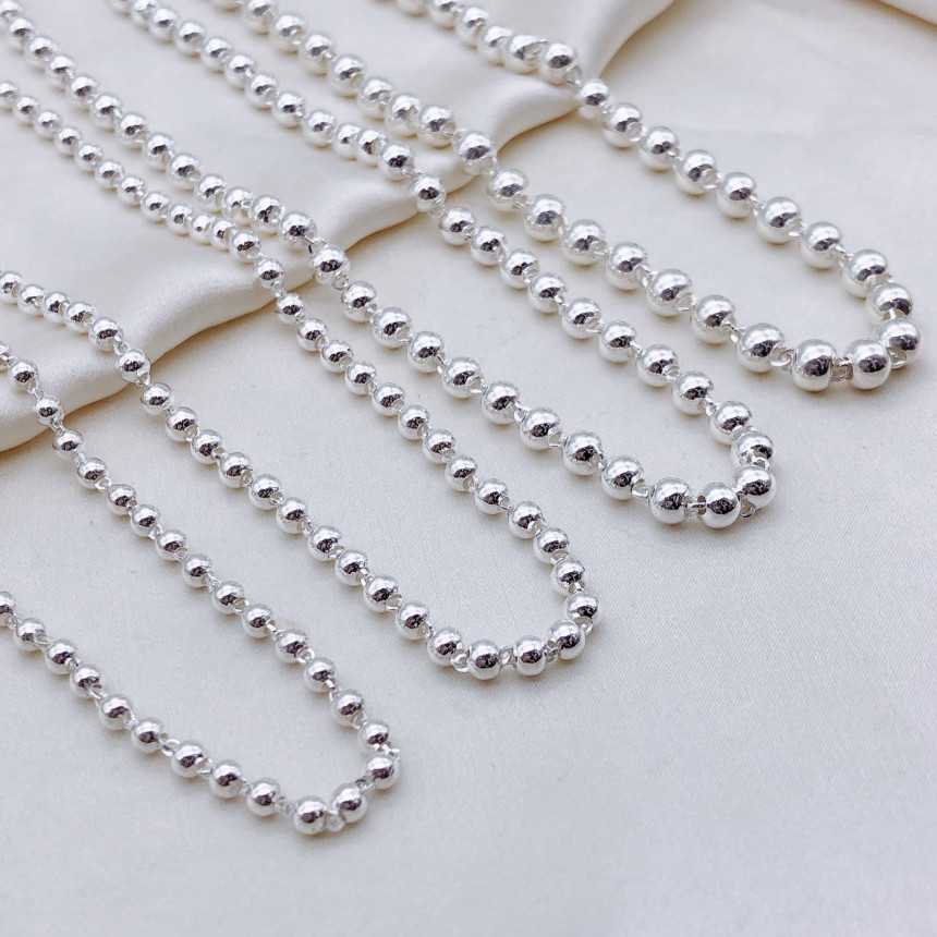 은은하네 925실버 3mm 4mm 볼 목걸이 4size