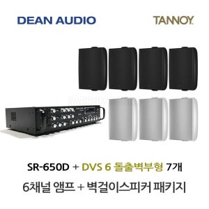 탄노이 벽부형스피커 DVS6 7개 매장앰프 6채널 SR-650D 상업공간용 음향패키지