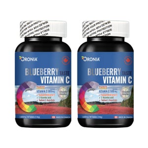오로니아 블루베리맛 비타민C 씹어먹는 영양제 1600mg x 180정 2통 (12개월분)