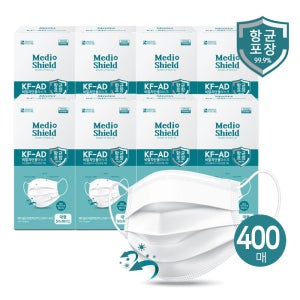 [400매] 메디쉴드 KF-AD 비말차단 세균여과 99.9% 데일리 마스크(항균포장5매x80개입)