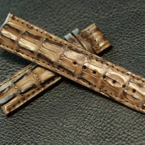 브라운 골드 최고급 꼬리뼈 악어가죽밴드 시계줄 20mm, 22mm, 24mm 악어 악어스트랩.악어가죽줄. 원시계 pistos1983
