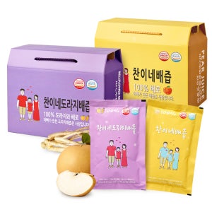 찬이네과수원 2가지맛 혼합[배즙+도라지배즙]100ml 60포 착즙주스
