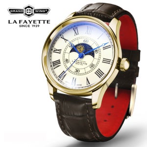 라파예트 클래식 가죽 남성 시계 RE2R BRLGD06 문페이즈