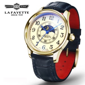 라파예트 클래식 가죽 남성 시계 RE2A BLLGD09 문페이즈