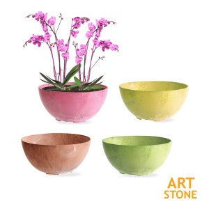 아트스톤 인테리어화분 거실 원형 분갈이화분 플라스틱 저면관수 화분 볼피오나 25cm