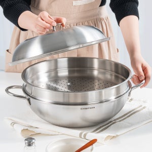 쉐프윈 통5중 스텐찜기 인덕션찜기 316 대형 스텐찜솥 스티머 파티웍 32cm