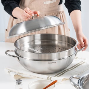 쉐프윈 통5중 스텐찜기 인덕션찜기 316 대형 스텐찜솥 스티머 파티웍 32cm