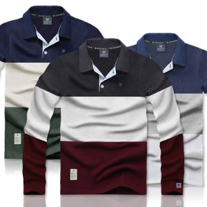 크렌스 긴팔 카라티 남성 배색 티셔츠 단체티 봄 골프티