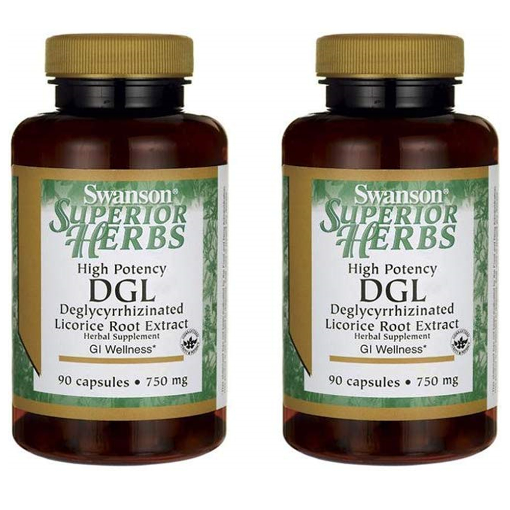 스완슨 <b>DGL 90정</b> 2병 Swanson High Potency Dgl (Licorice) 750 mg 90 Caps 2 Pack