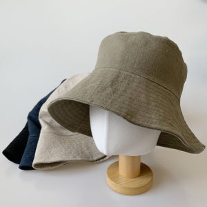 산뜻한 린넨 100 봄 여름 오버사이즈 버킷햇 챙넓은 남자 여성 벙거지 모자
