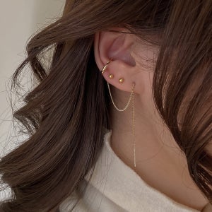 [베네노제작/무배] 925실버 이어커프와 롱 체인 레이어링 귀걸이