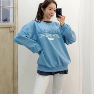 캘리 프린팅 레터링 봄 루즈핏 여성맨투맨