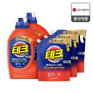 테크 베이킹소다+구연산 실내건조 액체세제 일반 용기 3L 2개 + 리필 2L 3개