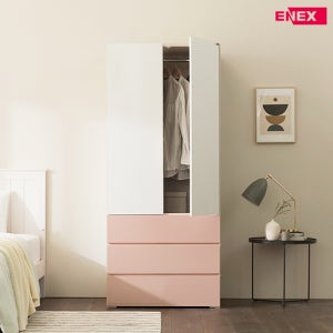 에넥스 컬러핏 여닫이 3단 서랍 싱글 옷장 800
