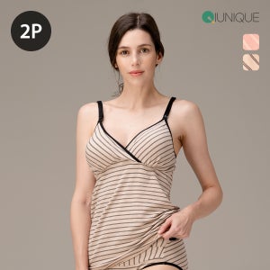뉴니끄 면모달 원터치 스트라이프 수유나시 2매 세트 국내생산 슬립 임산부나시