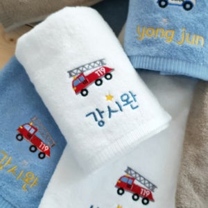 코마사 세면타올 이름자수 어린이집 수건 유치원 수영타올 욕실수건 소방차