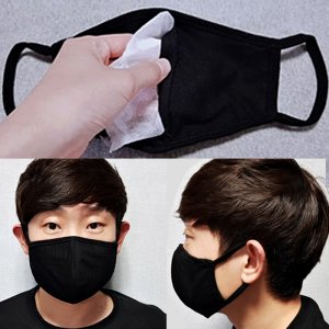 면마스크 천마스크 블랙 순면 검정 필터 교체형 5매