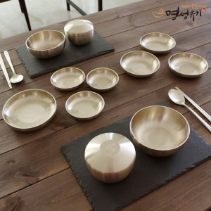 명성유기 방짜 유기 매화 실용7첩반상기 예단 반상기 놋 그릇 세트 신혼 명품 식기