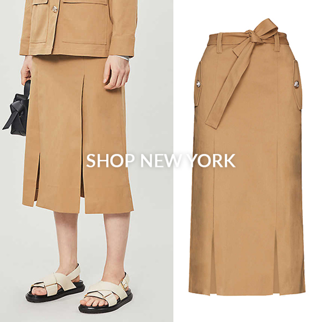 마쥬 벨트 스트레치 코튼 트윌 스커트 [Maje] Belted Stretch Cotton-twill Skirt