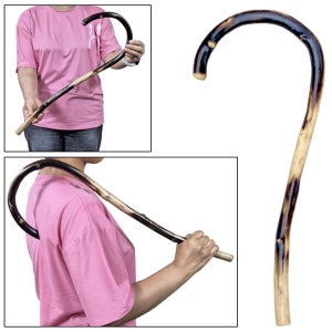 (일체형 등나무 고리안마기 - 다크브라운) 갈고리 목 어깨 등 안마기 마사지 지압봉 효자손 등긁기 나무 지압기 안마봉