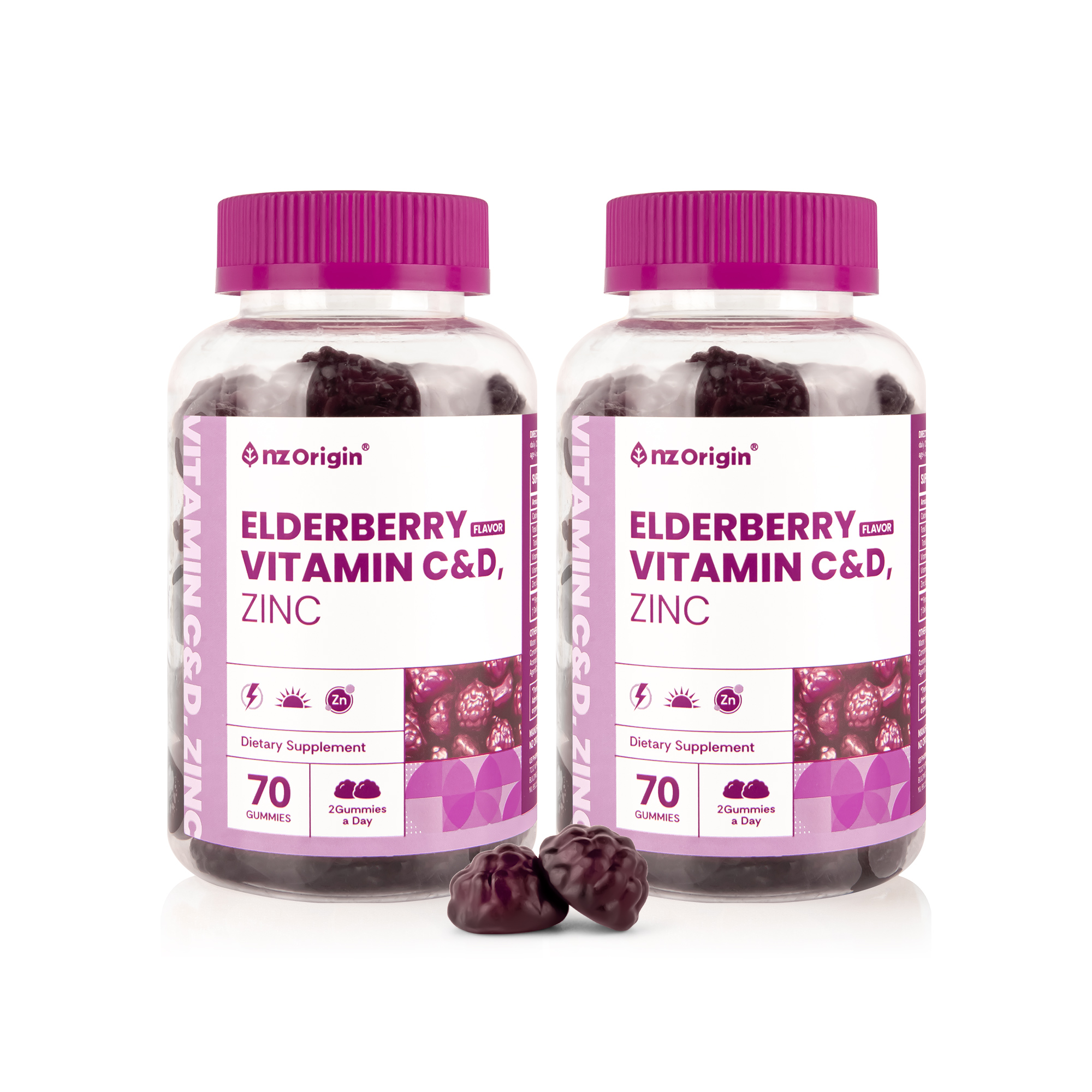 <b>비타민</b>젤리 <b>엔젯오리진</b> 엘더베리 <b>비타민 C</b> D 아연 70구미 2통