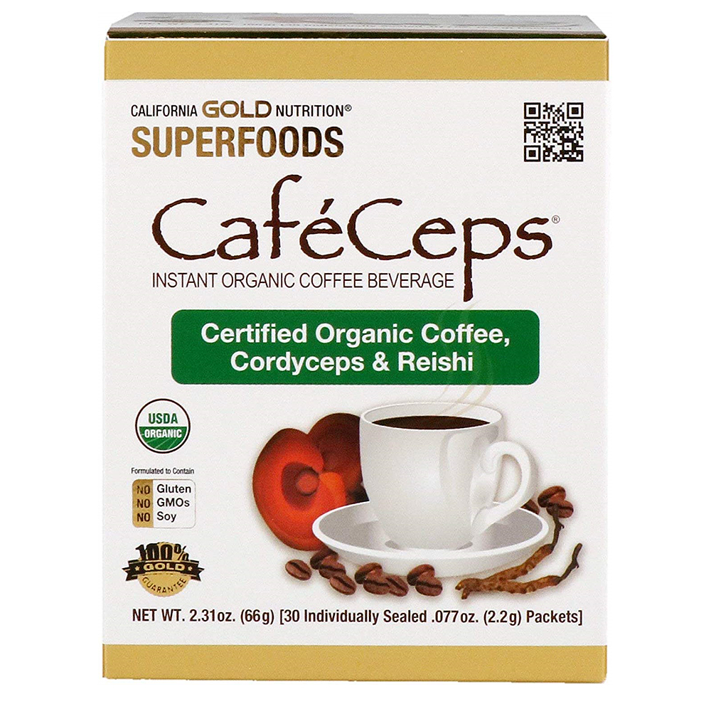 CGN <b>CafeCeps</b> 올가닉 인스턴트커피 동충하초 추출물 함유 2.2g x30개입