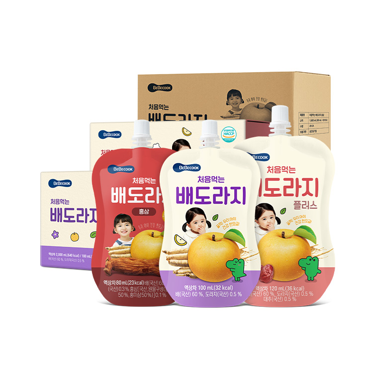 베베쿡 처음먹는 배도라지 플러스 주스 20p  4개  2400ml