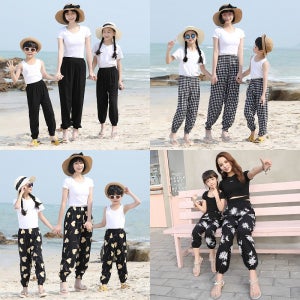 맘커플룩 쿨팬츠 4color 아동 남아 여아 유아 키즈 어린이 엄마딸 엄마아들 가족룩 패밀리룩 유치원 어린이집 여름 쿨 시보리 밴딩 체험 농장 캠핑 조거 팬츠 여름긴바지 얇은긴바지