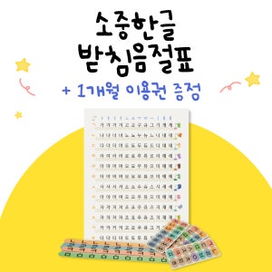 (이용권 선물지급) 받침 공부가 가능한 한글 자석 벽보, 포스터 - 소중한글 받침음절표