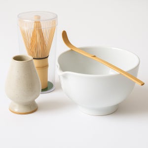 화이트 말차도구 4종 차선, 차선꽂이, 숙우, 차시