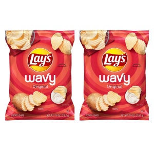 Lay’s 레이스 웨이비 감자칩 219g 2봉 오리지널 Lay’s Wavy Potato Chips, Original Flavor, 7.75oz Bag