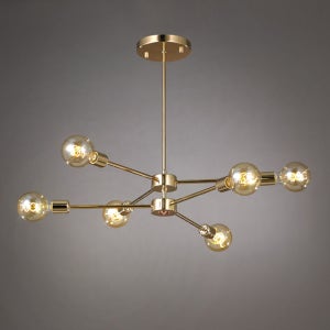 헤더 6등 펜던트 직부 방 거실 샴페인 골드 가지 조명