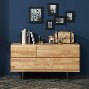 안방 옷 다용도 고무나무 원목 와이드 2단 서랍장 1200