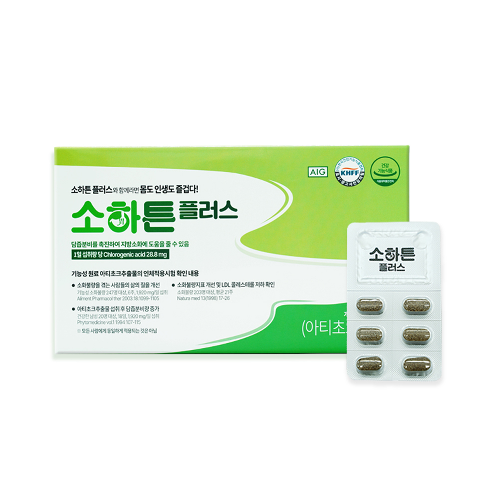 소하튼 플러스 1박스 90정 <b>아티초크 추출물</b> 함유 담즙분비 위건강 관리