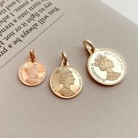 14k 18k 엘리자베스 코인 동전 팬던트 목걸이 12mm,15mm,18mm