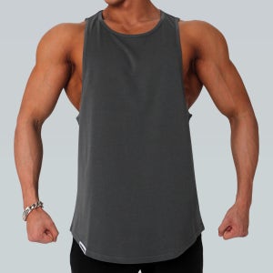 [베르만어패럴] 남자 헬스 무지 머슬 나시 진회색 민소매 러닝 크로스핏 운동복
