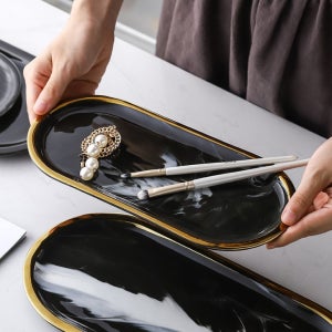 화장품정리대 향수진열대 보관함 화장대꾸미기 구름 마블 트레이 블랙 M