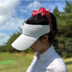 로로얼로이 여성골프모자 넓은챙 니트 썬캡 펀칭 썬바이저 봄 여름 가을 망사