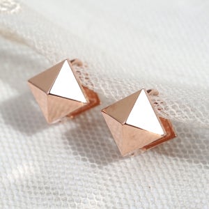 14K 18K 볼드 스터드 원터치 링 귀걸이 심플 볼륨 사각 데일리 여자 금