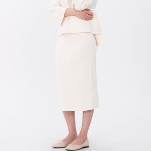 니트 H라인 미디 스커트 트임