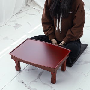 백수소반 접이식 밥상 집들이상 레드 교자상 타원찻상(51x39x21cm)