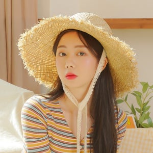 국내생산 여성 레이스 밀짚모자 바캉스 휴양지 여름 라피아 밀집 파나마햇