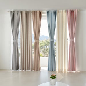 뷰하우스 린넨 형상기억 암막 커튼 150x180 핀형 아일렛형 창문 거실 맞춤 제작