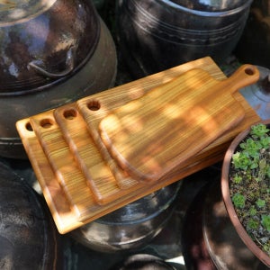 히즈다이닝 통원목 느티나무 도마 스퀘어 핸들 4종