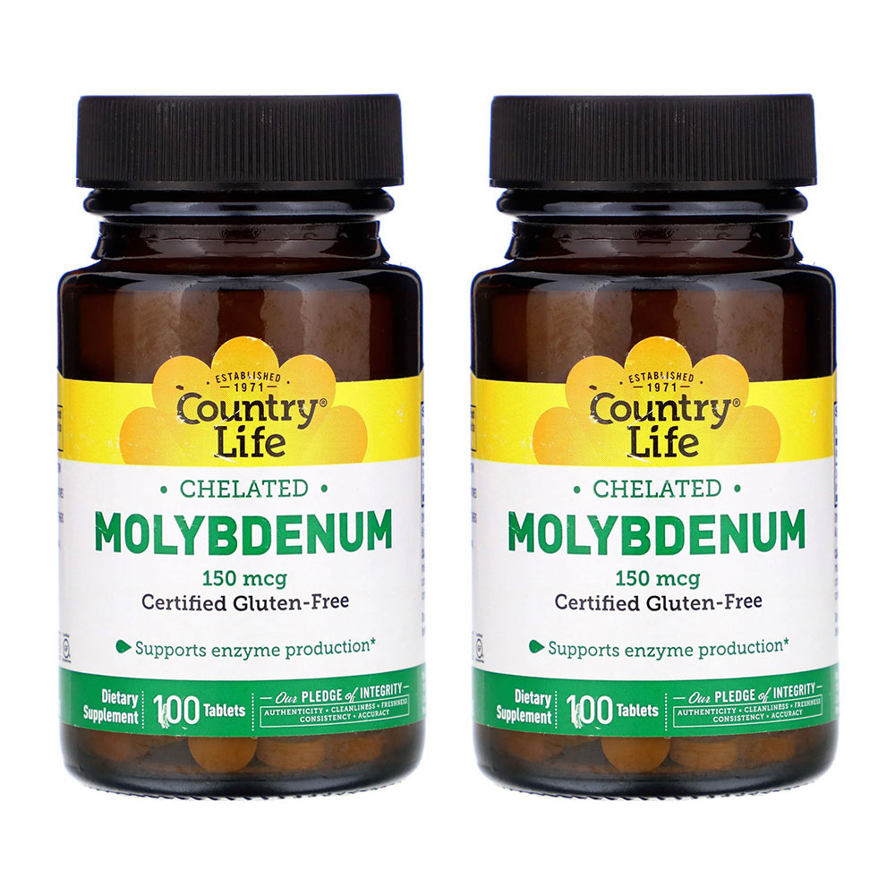 <b>Country Life</b> Chelated Molybdenum 150mcg <b>컨트리 라이프</b> 킬레이티드 <b>몰리브덴</b> 150mcg 100정 2팩