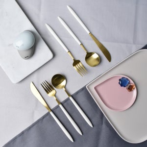 몽블랑 스텔라 커트러리 디너스푼 포크 나이프 양식기 3종세트 화이트 골드