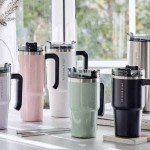 오슬로 스텐 리볼브텀블러 600ml 대용량벤티사이즈 보온 보냉 빨대 +세척솔