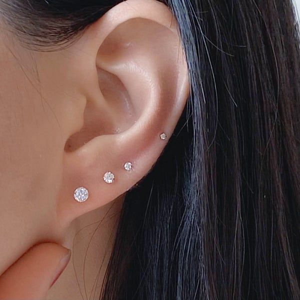 포르니 zc (14k gold) - 금 큐빅 귀걸이 장침 초미니 미니 1.5mm 2mm 3mm