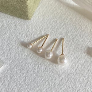 pearl (14k gold) - 3mm 4mm 5mm 진주 귀걸이 장침 미니 작은